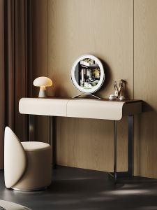 GOOFANSER | Retro Style Wooden Dressing Table with Mirror Simplified Italian Design Storage and Organization