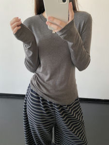 SunYeo High Weight 180g Lyocell Elastic Neck Long Sleeve Slim Fit Base Shirt T-shirt Casual Style round Neck Daily Wear