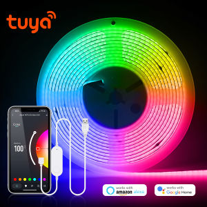 Tuya Wifi RGB /White/Warm White COB LED Strip Light Silica Gel Tube Tape Linear Dimmable Lighting work with Alexa Google Home