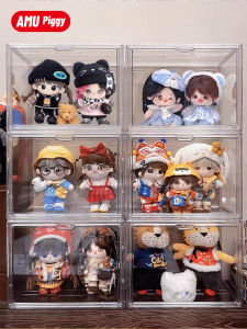 ช่องเก็บของ Acrylic Transparent Doll Storage Box พิพิธภัณฑ์แสดงของเล่นตุ๊กตาผ้าฝ้ายขนาดเล็ก ชั้นวางของเล่นตุ๊กตา PVC สำหรับบ้าน