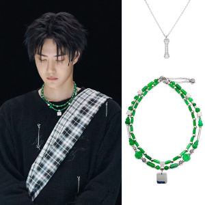 สร้อยคอพลอยเหล็กไทเทเนียมพร้อมดอกบัวหยกสีเขียวและล็อครูปหัวใจสไตล์ K สําหรับคู่รัก จิวเวลรี่แฟชั่นสดชื่น