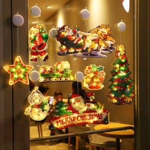 Christmas Decoration Light Window Hanging Decor Lamp with Suction Cup Hook Xmas Lights for Home Christmas Party Showcase Window