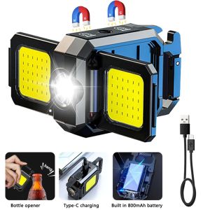 Bright COB Keychain FlashlightRechargeable Mini Work Light Magnetic Portable Pocket Lamp for Camping Fishing Hiking Emergency