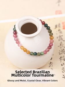 SIFUYUAN | Natural Multicolor Brazilian Tourmaline Womens Bracelet