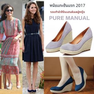 สถานียุโรป ฤดูใบไม้ผลิ ฤดูใบไม้ร่วง ผู้หญิง รองเท้าส้นสูงสุภาพสตรีรองเท้าของแท้ หนัง หัวกลม Slip-On แพลตฟอร์มกันน้ําฟางทอรองเท้าเดี่ยวหญิง