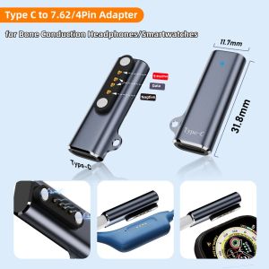 Magnetic Smart Watch Charging Adapter USB Type-C to Pitch 7.62mm with 2-Pin 4-Pin Compatible with Bone Conduction Headphone
