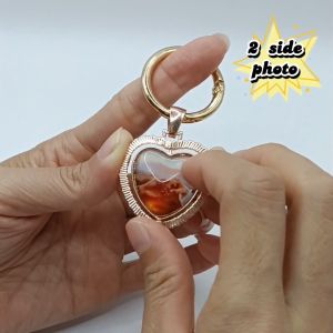 Crystal Diamond Double Side Photo Keychain | hand rotate | Gifts | Valentine | Christmas