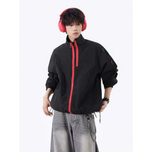 JIARONG | Dark Blue Mens Outdoor Jacket Functional Design