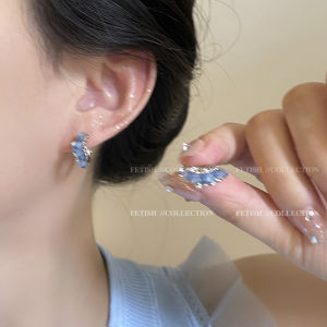 Summer Blue Crystal Womens Earrings 2025 New High-End Luxury Unique Circle Stud Earrings Fashion Jewelry Accessories