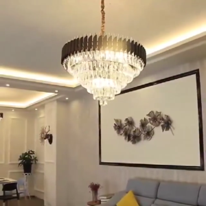Cilicic Black gold Tri color crystal chandelier high enddecoration ceiling in living room Nordiciron with E27 bulbs Paired with brand eye protection design Christmas lights