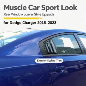Car Rear Window Shutter Cover for Dodge Charger 2015-2023 Quarter Window Decoration Panel Trim Exterior Styling Accessories ABS