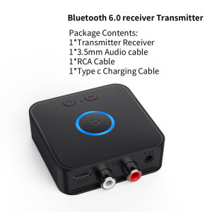 Kebidumei | KEBIDUMEI Bluetooth 6.0 Audio Receiver Transmitter 3.5mm Jack 2RCA HIFI Music Dual Stream Wireless Adapter For Car Speaker PC