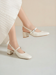 Josiny | Buckle Strap Square Toe Chunky Heel Summer Mary Janes Flats