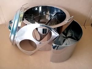 Dandang Mie Ayam Mie Kocok 2 Lubang dengan Tampungan dan Saringan Kayu