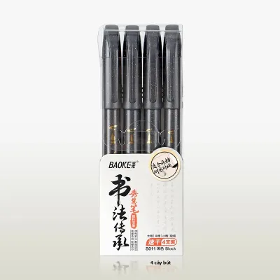BAOKE Bộ Bút Thư Pháp 4 Kích Cỡ Mực Đen Bút Đánh Dấu Để Viết Vẽ Tay Chữ Nghệ Thuật Phác Thảo Lông Chồn Mềm