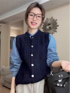 Womens Knitwear Sweater Cardigan Design Slim Fit Loose Fake Two-Piece Fall Winter 2024 New Arrival From China