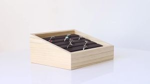 1pc Wood Jewelry Display Tray Pendant Earrings Stand Holder Ring Cases Box Desktop Jewellery Storage Rack Counter Showcase Props