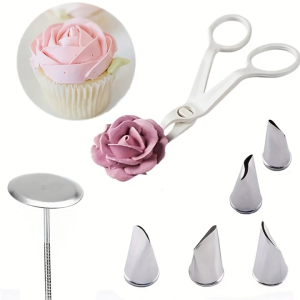 2pcs set piping flower scissors nailcake decorating tray/needle lifter fondant cream transfer baking pastry toolscooking toolsBINLU