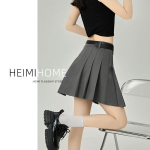 Gray Suit Skirt Womens Summer New Arrival Fashion Tape A- line Skirt Small JK Preppy Style Pleated Skirt Fashion