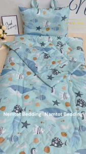 💤NGỦ NGON💤Bộ Nệm Gối Chăn Cho Bé Đi Học Lụa Lyocell Viscose Mềm Mát Kèm Túi Canvas _ Nemtot Bedding