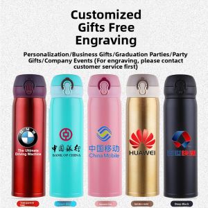 Stainless Steel Insulated Water Bottle Customizable Logo Bounce Opening Activity Small Gift Advertising Cup Sports Car Carrier