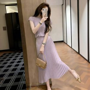 XUECAIQI | Stylish Purple Two-Piece Set Unique and Elegant Outfit