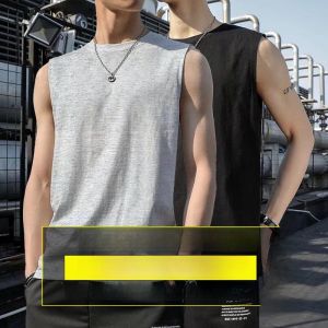 Sleeveless T-Shirt Mens Trendy Summer Fashion Brand Boys Cotton Vest Men Sports Basketball Mens Tank Top Vest Mens