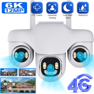 V380 Pro Three Lens IP Camera 4G 12MP Three Screen Outdoor Waterproof Night Vision Security Protection Home Surveillance Cameras