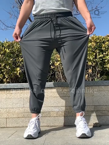 8XL Casual Pants For Men Summer Thin Fat Plus Size Sports Pants Crop Pants Quick drying Breathable Elastic Tie Feet