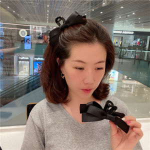 Simple Black Silk Ribbon Hair Clips for Girls Trendy Butterfly Knot Hair Accessories Versatile Korean Style Hair Grips