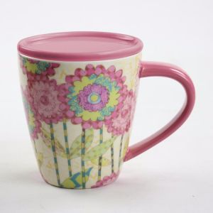 แก้วเซรามิกหนาความจุขนาดใหญ่จาก LANG USA 500ML สีชมพูพร้อมฝาปิดสําหรับกาแฟและชานม เหมาะสําหรับร้านอาหารและใช้ในบ้าน