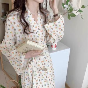 Áo Choàng Tắm Dễ Thương Lấy Cảm Hứng Từ Instagram Dành Cho Nữ In Hình Hoạt Hình Tay Dài Kiểu Dáng Công Chúa Thoải Mái Dài Đến Giữa Bắp Chân Mặc Nhà Mùa Xuân/thu