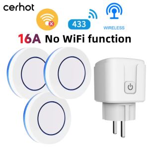 Cerhot 16A EU RF433 Socket Wireless Remote Control Switch Power Plug Button On/Off Outlet Set for Lamps and Household Applianc