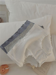 Thick Pure Cotton 3-Piece Mid-Waist Underwear Womens Pure Cotton Wooden Ear Japanese Style Simple plus Size Breathable Girls Hip-Wrapped