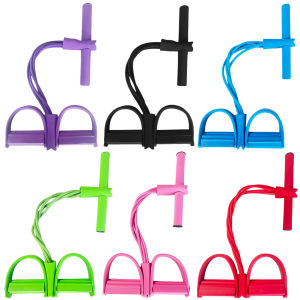 4-Tube Pedal Resistance Band Multifunctional Pedal Puller Resistance Rope for Home Fitness Stretching Strength Training