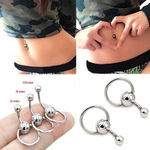 ห่วงเหล็กไทเทเนียมขัดเงาหมุดกระดุมท้องสำหรับผู้ที่ไม่ก่อให้เกิดอาการแพ้ระบำหน้าท้องเจาะจิวใส่หู