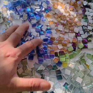 100/300 Chiếc 1Cm Vuông Pha Lê Thủy Tinh Ánh Kim Khảm Đá Cho DIY Handmade Sáng Tạo Phụ Kiện Trang Trí