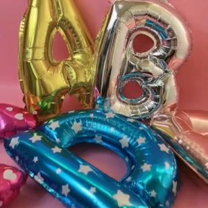 (Gifts Home) Balon foil huruf 40cm abjad warna silver gold biru pink ballon alphabetbalon angka