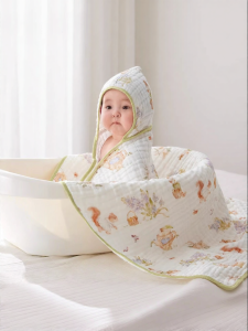 SHI YUE JIE JING | Infant Bathing Hooded Towel Pure Cotton Muslin