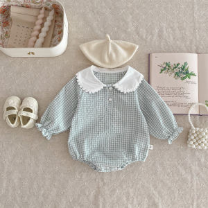Spring Autumn Baby Romper Doll Collar Long Sleeve Triangle Crawler Suit Newborn All-in-one Cotton Blend Korean Style Girls Clothing
