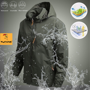 TUCANO Men Casual Sport Waterproof Windproof Outerwear hoodie Windbreaker Jacket Coat Mountaineering Suit