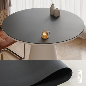 Pure Color Leather round Table Mat Small Tea Table Pad round Tablecloth Waterproof Oil-resistant No-wash High-end Feeling
