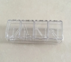 4 Pieces Kitchen Clear Seasoning Box Storage Container Condiment Jars Acrylic Seasoning Box with Cover and Spoon