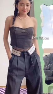 Quần ống rộng CẠP PHỐI CỔ ÁO SƠ MI kiểu dáng thời trang độc lạ cá tính lưng chun sau thoải mái có bigsize 105KG