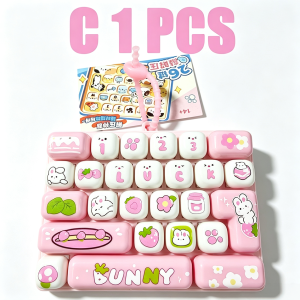 Bandai | New 26 Grids Stress Relief Simulation Keyboard Keychain Animal Diary Desktop Decoration Student Bag Ornament Toy Creative Gift