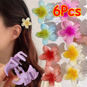 6PCS Plumeria Flower Hair Clips for Women Girls Hairpins Egg Flower Barrette Hawaiian Wedding Party Accessories