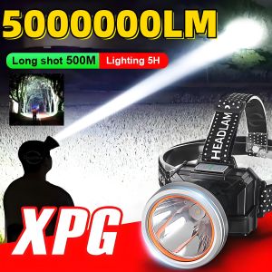 5000000LM Strong Light Headlight USB Rechargeable Multifunctional 3 Mode Outdoor Fishing Light High Power Outdoor Camping Head