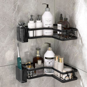 Bathroom Triangle Basket Organizer Iron No Drilling Required Shower Room Storage Shelf Toiletry Rack Toothpaste Arranger