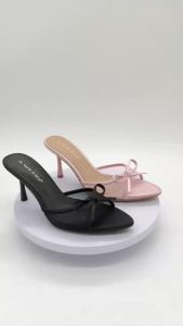 WOMEN MESH BOWKNOT STILETTO MULES ELEGANT POINTED TOE SLIP ON HIGH HEEL SANDALS LADIES SATIN SUMMER PARTY SLIPPERS