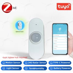 Zigbee Human Presence Detector Tuya 24G Mmwave Radar Motion Sensor Brightness Detection Temperature Humidity Monitor For 4in1